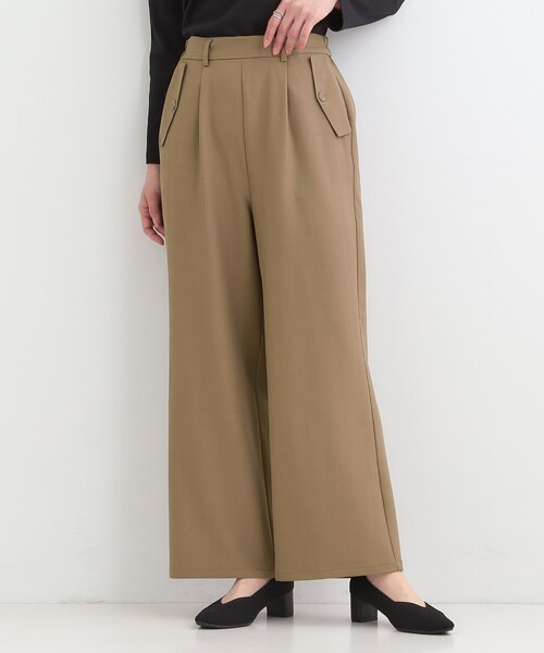 ワイドパンツ パンツ 「洗濯機可/S-LL」フラップポケットがアクセント ヘリンボーンワイドパンツ レディース | SHOO・LA・RUE | 09