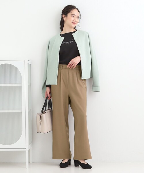 ワイドパンツ パンツ 「洗濯機可/S-LL」フラップポケットがアクセント ヘリンボーンワイドパンツ レディース | SHOO・LA・RUE | 10