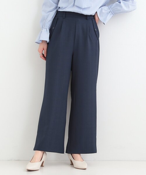 ワイドパンツ パンツ 「洗濯機可/S-LL」フラップポケットがアクセント ヘリンボーンワイドパンツ レディース | SHOO・LA・RUE | 12