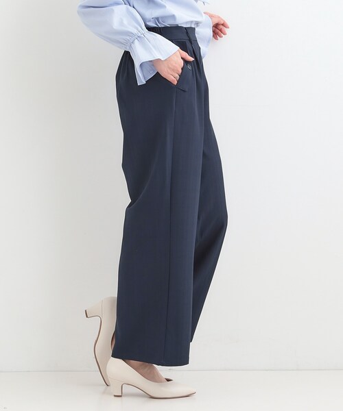 ワイドパンツ パンツ 「洗濯機可/S-LL」フラップポケットがアクセント ヘリンボーンワイドパンツ レディース | SHOO・LA・RUE | 13