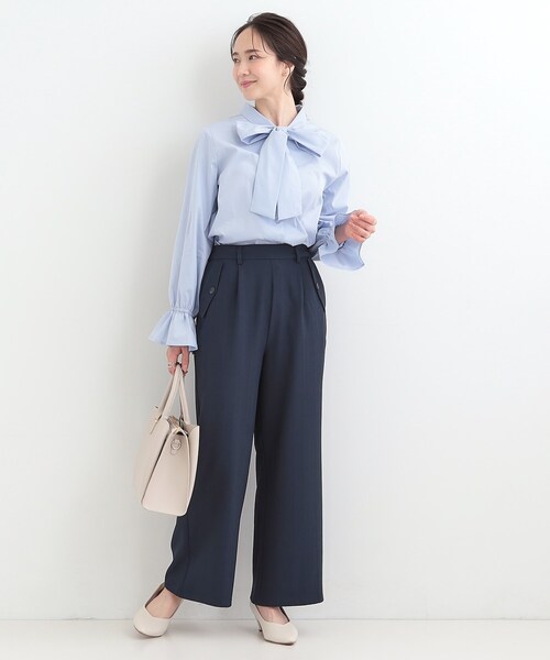 ワイドパンツ パンツ 「洗濯機可/S-LL」フラップポケットがアクセント ヘリンボーンワイドパンツ レディース | SHOO・LA・RUE | 14