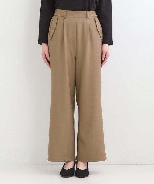 ワイドパンツ パンツ 「洗濯機可/S-LL」フラップポケットがアクセント ヘリンボーンワイドパンツ レディース | SHOO・LA・RUE | 16
