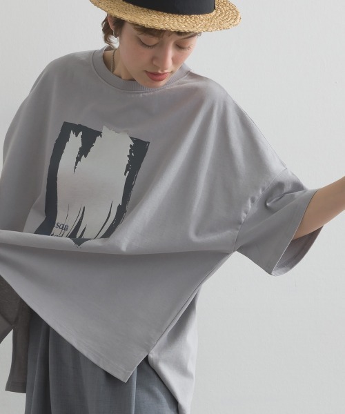 le colis（ルコリ） tシャツ ドライタッチワイドロゴ5分TEE レディース