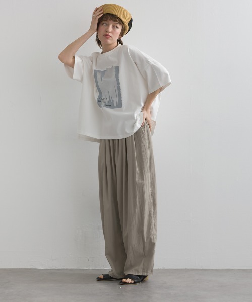 le colis（ルコリ） tシャツ ドライタッチワイドロゴ5分TEE レディース