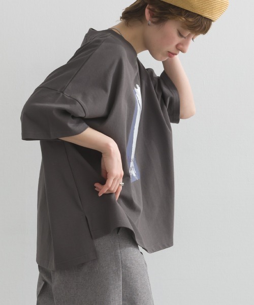le colis（ルコリ） tシャツ ドライタッチワイドロゴ5分TEE レディース