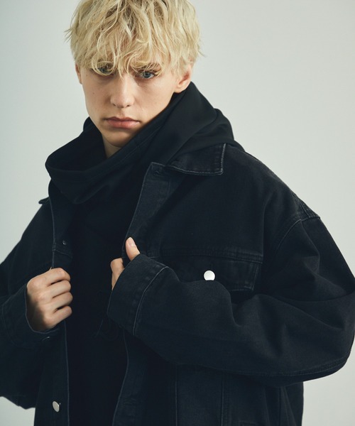 「Shoowtime」 デニムジャケット MEDIUM ブラック メンズ_画像7