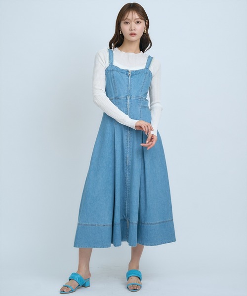 アイアンゲートジャンパースカート＆ヘッドドレス＆オーバーニー 3点セット AND COUTURE（アンドクチュール） ジャンパースカート デニム