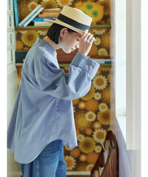「Sunny clouds」 長袖ブラウス LARGE ライトブルー レディース_画像7