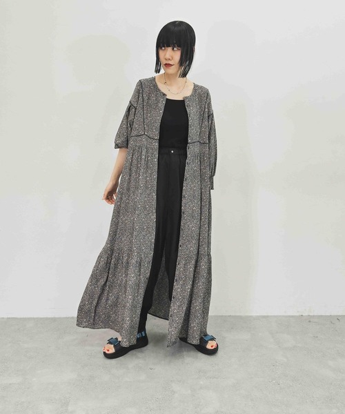 niko and…（ニコアンド） 7分袖ワンピース MEDIUM ダークグレー