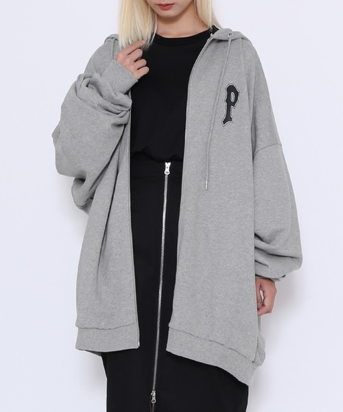 「PUNYUS」 ジップアップパーカー 2 杢グレー レディース_画像2