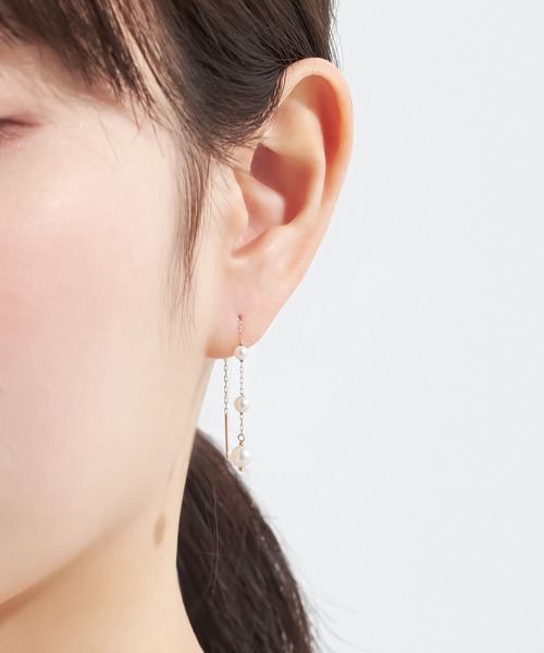 ピアス K10YG 淡水パール ピアス レディースの画像