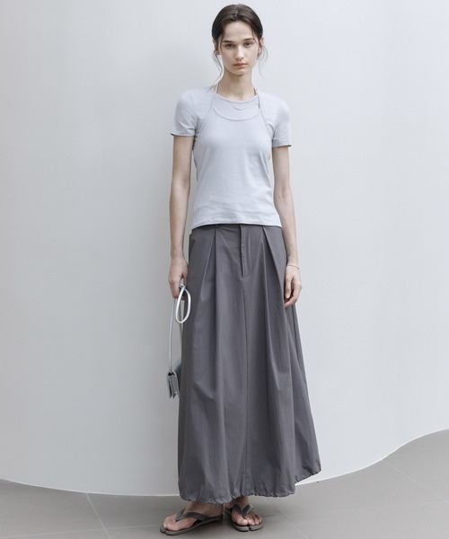 「tageechita」 フレアスカート M チャコールアッシュ レディース_画像6