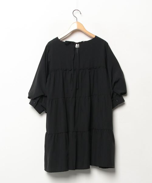 「one after another NICE CLAUP」 7分袖チュニック M ブラック レディース_画像2