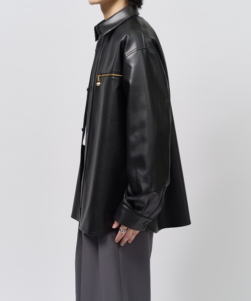 Lui's（ルイス） シャツ フェイクレザーシャツブルゾン メンズ