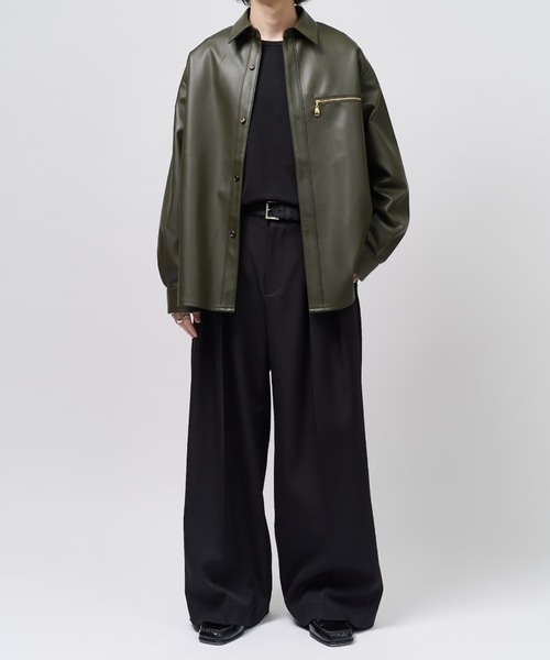 Lui's（ルイス） シャツ フェイクレザーシャツブルゾン メンズ