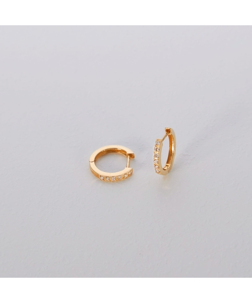 COCOSHNIKココシュニック K10ダイヤモンド 平打ち中折れ フープピアス COCOSHNIK（ココシュニック） ピアス K10ダイヤモンド 平打ち中折れ