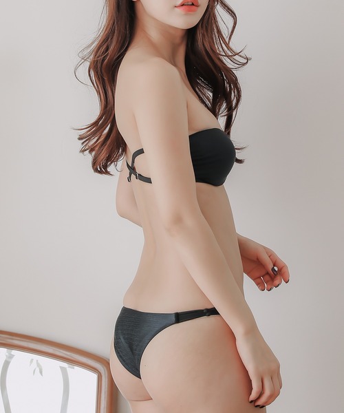 無地バンドゥビキニ Lace Ladies 水着 無地シンプルバンドゥビキニ 水着2点セット