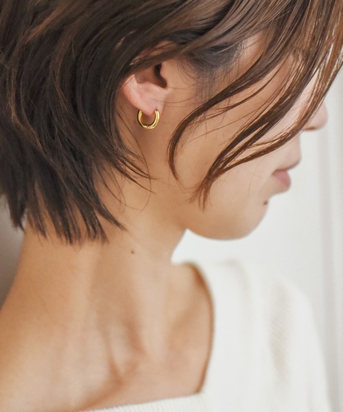 styiro ピアス シルバー925金属アレルギー対応 メタルフープ