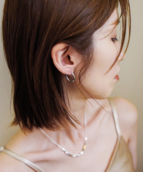styiro ピアス シルバー925金属アレルギー対応 メタルフープ