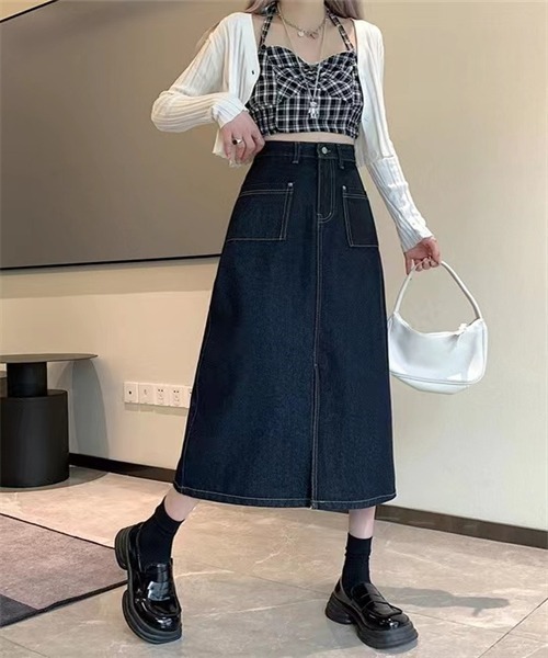 FREE STYLISTS デニムスカート フロントスリットデニムスカート