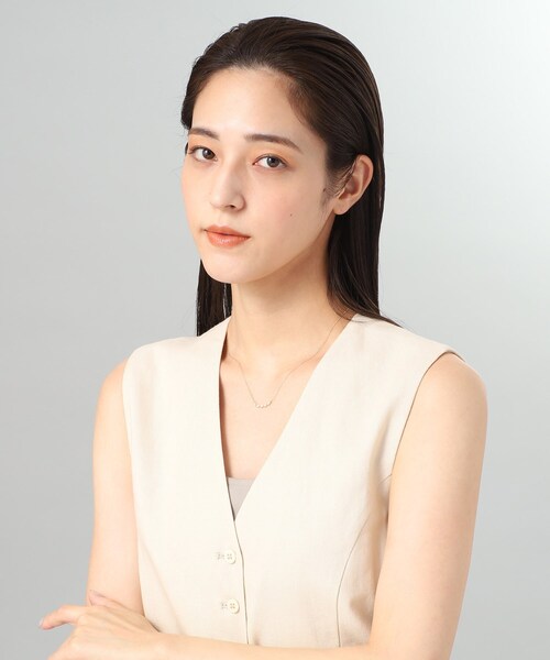 ネックレス K18ダイヤモンド ペアシェイプアーチ ネックレス レディースの画像