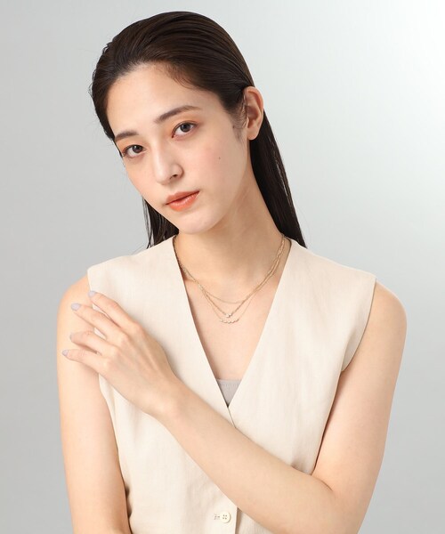 ネックレス K18ダイヤモンド ペアシェイプアーチ ネックレス レディースの画像