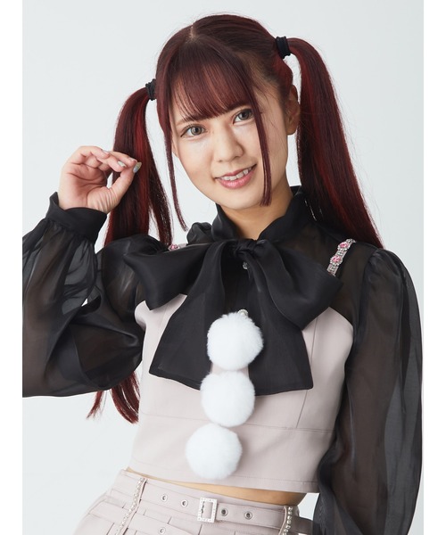 bonbonjour☆ボンボンジュール☆ハートレース☆トップス☆ヘアピン付き Ank Rouge（アンクルージュ） ビジューストラップぽんぽんビスチェ