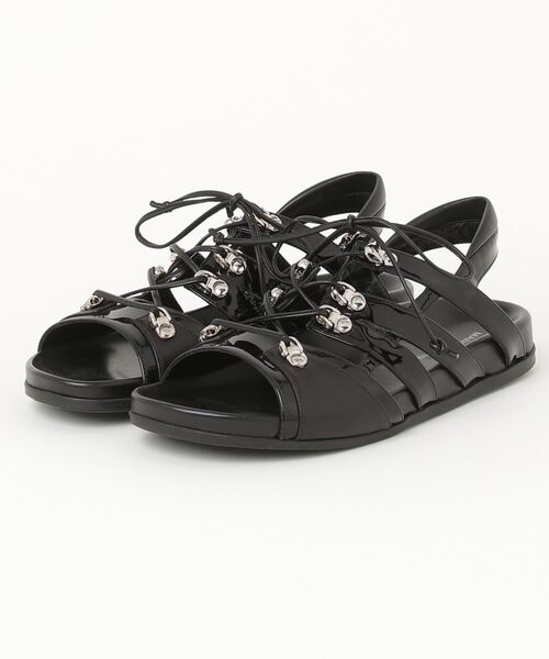 Manolo Blahnik」 フラットサンダル 38 ブラック レディース 