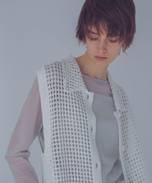 ベスト ジレ washi blend yarn mesh gilet(和紙混ヤーンメッシュジレ) レディース DRESSLAVE ベスト ジレ washi blend yarn mesh gilet(和紙混