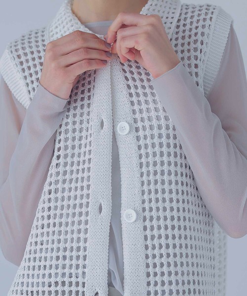 ベスト ジレ washi blend yarn mesh gilet(和紙混ヤーンメッシュジレ) レディース DRESSLAVE ベスト ジレ washi blend yarn mesh gilet(和紙混