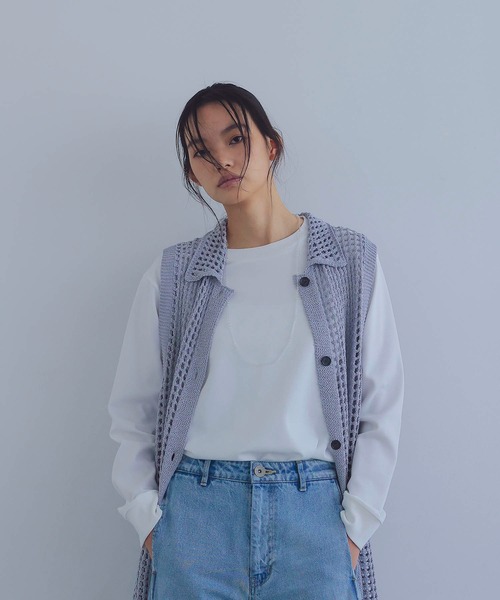 ベスト ジレ washi blend yarn mesh gilet(和紙混ヤーンメッシュジレ) レディース DRESSLAVE ベスト ジレ washi blend yarn mesh gilet(和紙混