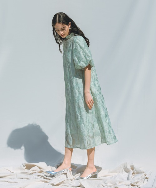 美品　haremode ハレモード ボリュームスリーブドレス　ワンピース haremode（ハレモード） ドレス ボリュームスリーブフレアドレス