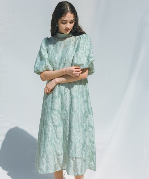 美品　haremode ハレモード ボリュームスリーブドレス　ワンピース haremode（ハレモード） ドレス ボリュームスリーブフレアドレス