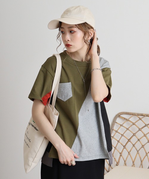 tシャツ Eglantine 切り替え配色カットソー レディース