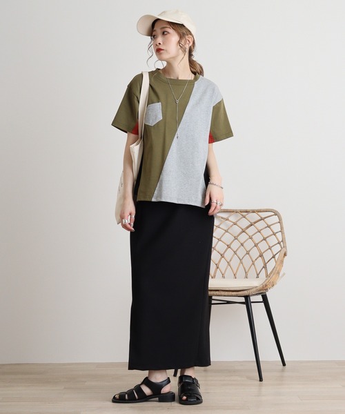 tシャツ Eglantine 切り替え配色カットソー レディース EGLANTINE tシャツ Eglantine 切り替え配色カットソー