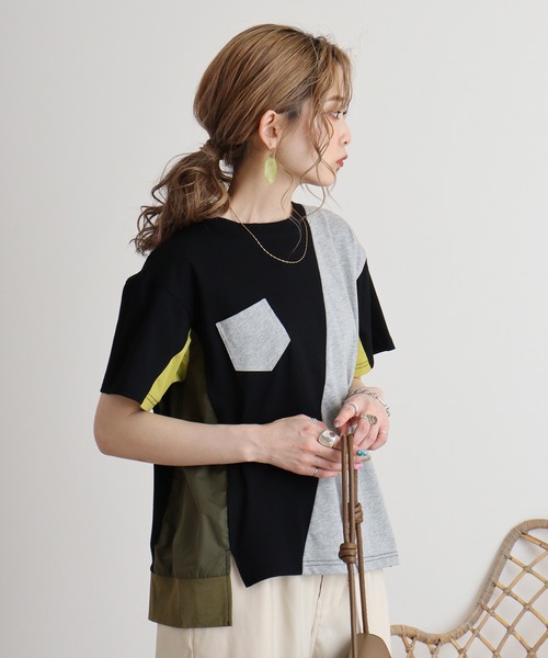 tシャツ Eglantine 切り替え配色カットソー レディース EGLANTINE tシャツ Eglantine 切り替え配色カットソー