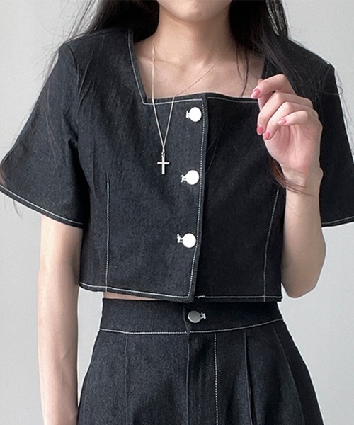 LYEON（リヨン） デニムジャケット gジャン スクエアネックデニム