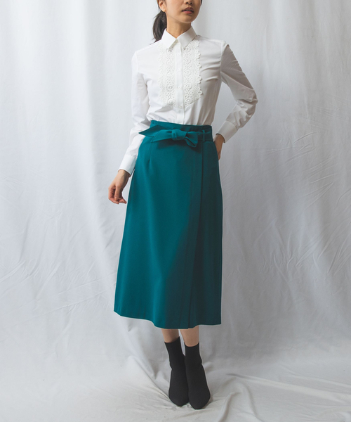 ブラウス シャツ 「NARACAMICIE」ツイルフロントレースシャツカラー長袖シャツ レディース NARACAMICIE ブラウス シャツ 「NARACAMICIE」ツイルフロント