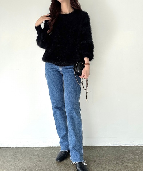 Meiru ニット セーター ラメフェザーニット レディース : ZOZOTOWN