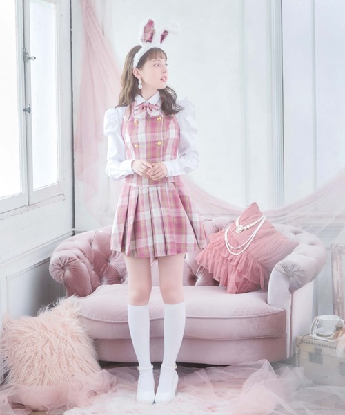 ピンクハウス チェックスカート+トラベルバニー柄 スカートとブラウスset sugar nine コスプレ チェック制服バニー「コスプレ6点セット