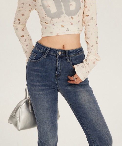 ジーンズ デニム デニムパンツ 「HOOK」for girls Y2Kウォッシュフレア