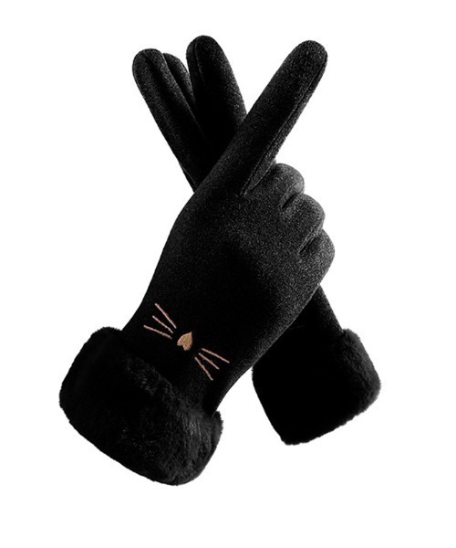 COO+i（クーイ） 手袋 猫柄タッチパネル対応5本指レディース手袋