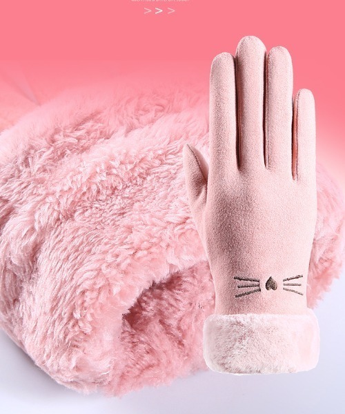 COO+i（クーイ） 手袋 猫柄タッチパネル対応5本指レディース手袋