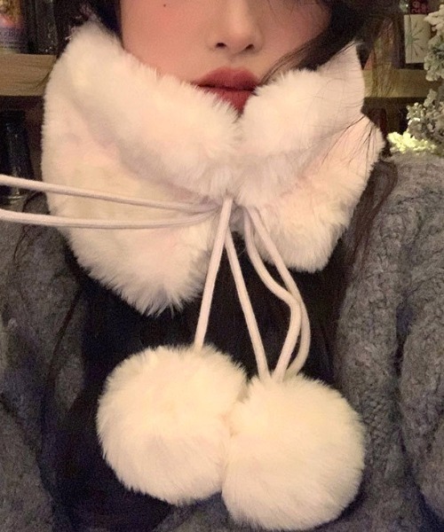 マフラー ストール 2way ファーボールスカーフ レディース : ZOZOTOWN