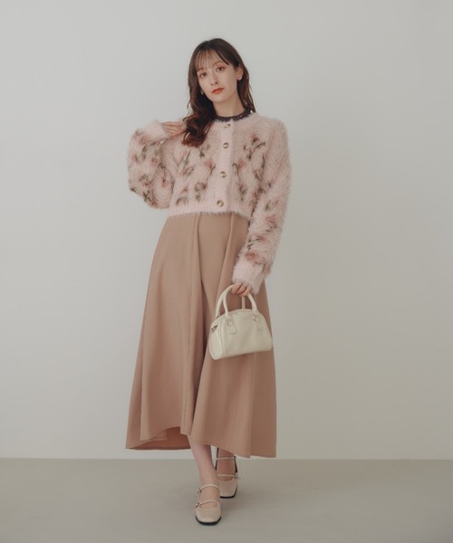 ECREL カーディガン フラワーシャギーショートカーディガン レディース