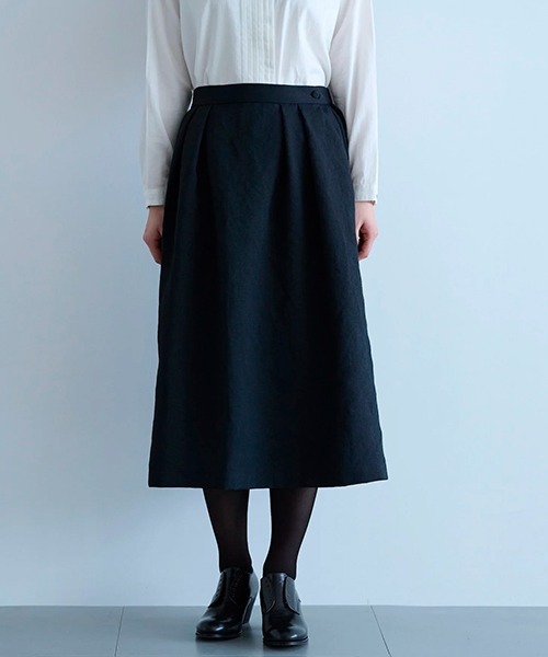 スカート coordinateNo.215 成瀬愛里さん着用】リネン混ラップロングスカート