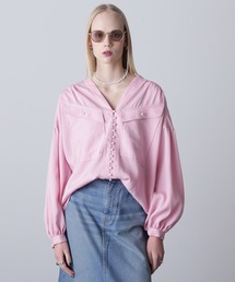 ROSE BUD ブラウス シャツ (GENE HEAVENS)COTTON PEARL BUTTON V