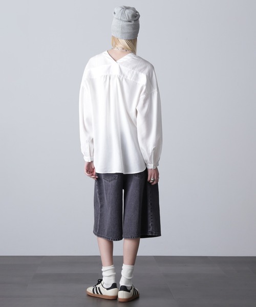 ブラウス シャツ (GENE HEAVENS)WORK POCKET BIG SHIRT レディース GENE HEAVENS/フラワーシアードビー ワークポケットビッグシャツ