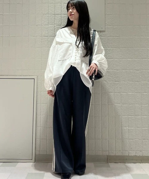 ブラウス シャツ (GENE HEAVENS)COTTON PEARL BUTTON V NECKＳHIRT レディース ROSE BUD ブラウス シャツ (GENE HEAVENS)COTTON PEARL BUTTON V