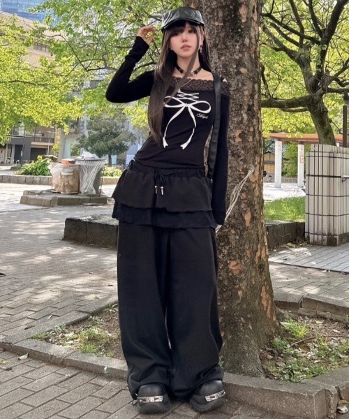 【FANCY CLUB】フリル レース スウェットパンツ●送料・関税込● FANCY CLUB スウェットパンツ ジャージ 「FANCY CLUB」FRILL